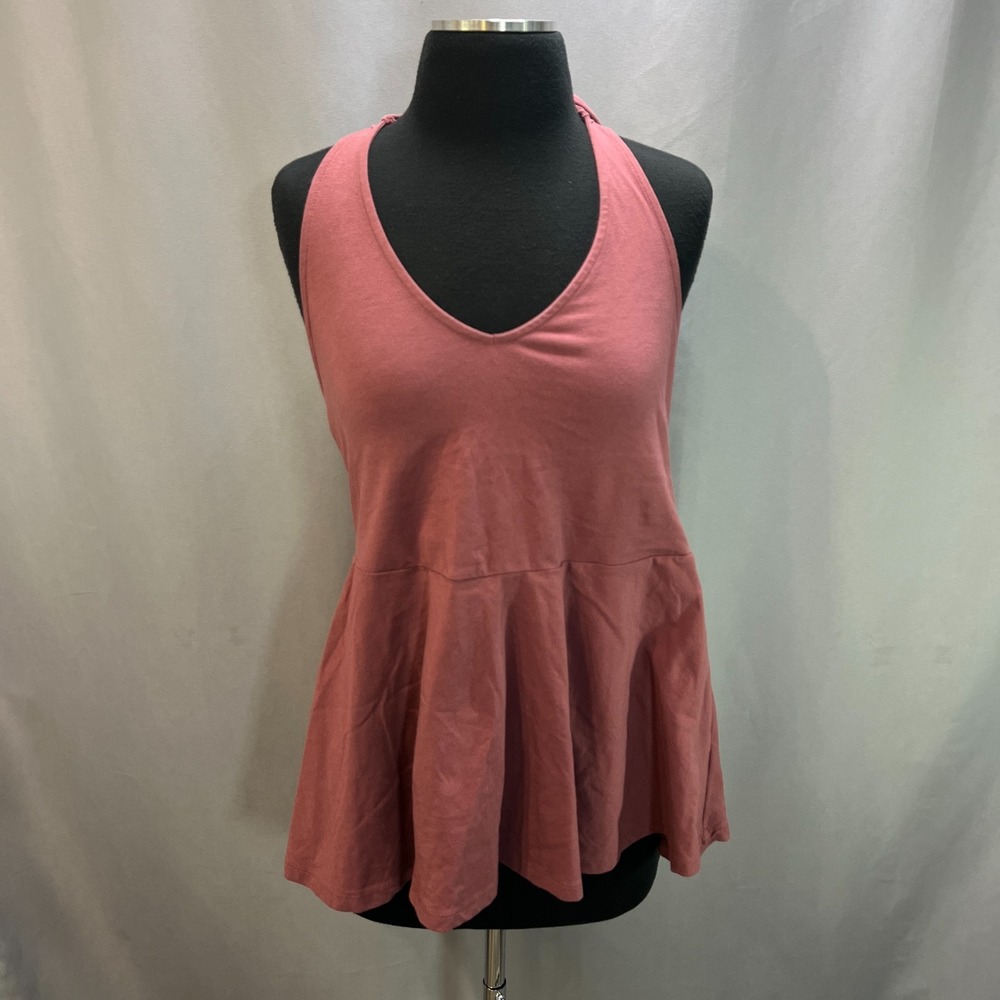 Torrid Foxy Halter Neck Peplum Top Womens 0 Mauve Cotton Stretch Sleeveless